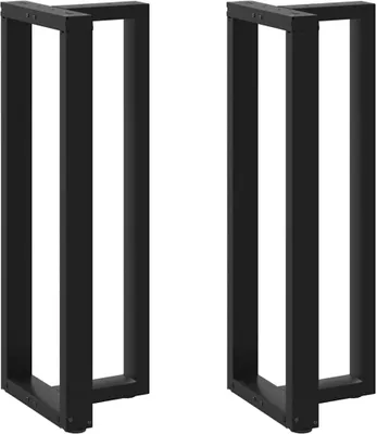 Image de Pieds de table de bar en T, 2 pièces, noir, 40 x 35 x (110-111) cm, acier