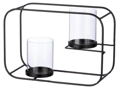 Produktbild von Gilde Windlicht, rechteckig, "Rectangle", Glas, Metall, schwarz, VE 2, L. 11 cm, B. 29 cm, H. 20 cm 51682 4063387516829