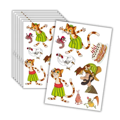 Produktbild von 8 Kindertattoos Pettersson und Findus - Mitgebsel für den Kindergeburtstag