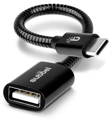 Produktbild von subtel USB OTG Kabel für Wiko View 5, 5 Pro, 3 Pro Handy On The Go Adapter USB C Type C Stecker auf USB A Buchse, Host Anschluss Adapterkabel Aluminium schwarz