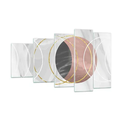 Produktbild von Bilder auf glas - 5 Teile - Abstraktion Formen Stück - 100x60cm - Glasbilder - Wandbilder - Bilder - zum Aufhängen bereit - Wanddekoration aus Glas - Glas Bilder - Wandbild auf Glas - GEG100x60-4935