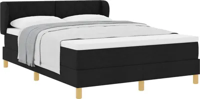 Zdjęcie produktu dla Łóżko sprężynowe z materacem Czarny 160 x 200 cm tkanina