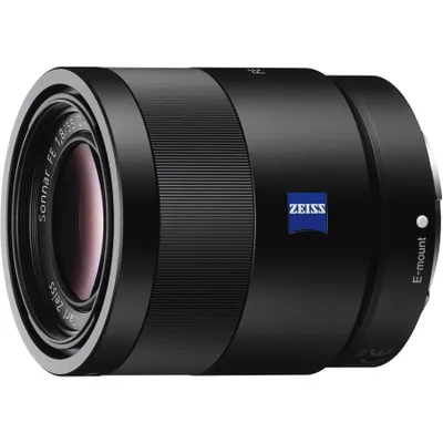 Produktbild von Sony 55 mm / F 1,8 FE ZA SONNAR T* (SEL55F18Z) Festbrennweitenobjektiv für Sony E-Mount Systemkameras, F1,8, Vollformatsensor, Autofokus, 49 mm Filterdurchmesser