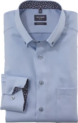 Produktbild von sportliches Olymp Hemd hellblau Brusttasche Button-Down
