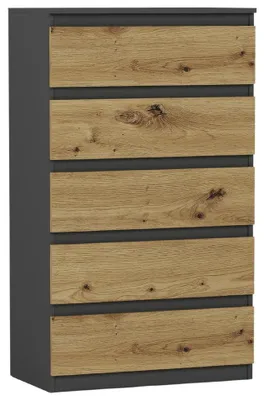 Produktbild von Kommode - Anthrazit / Eiche Artisan - 70 x 40 x 121 cm - Modern R-5