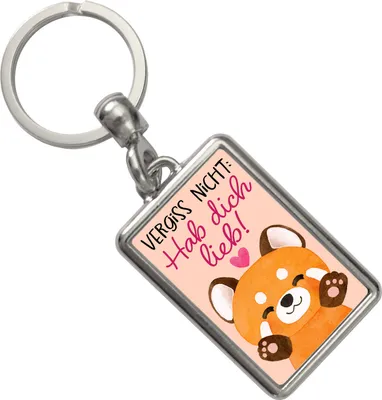 Produktbild von Roter Panda Schlüsselanhänger mit Spruch Vergiss nicht Hab dich lieb
