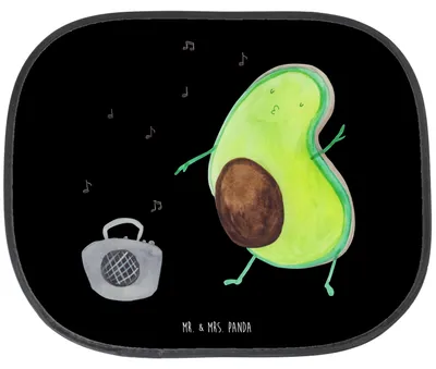 Produktbild von Mr. & Mrs. Panda auto blendschutz Avocado Tanzen - Schwarz - Geschenk, Autosonnenschutz, Sonnenblende, Feier, Musik, autofenster sonnenschutz, Party, Singen