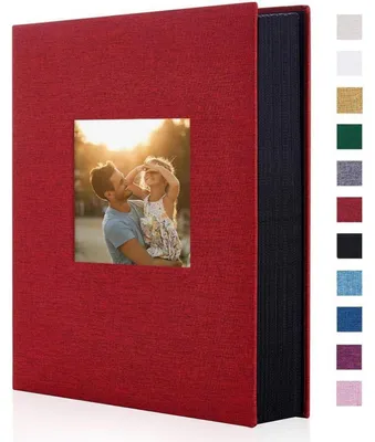 Productafbeelding van Fotoalbum, linnenomslag, 300 foto's, formaat 10x15 cm, rood, harde kaft met venster