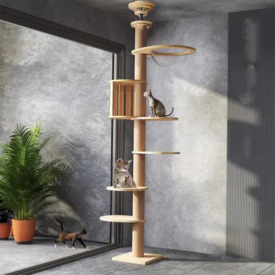 Produktbild von Katzenkratzbaum mit Deckenstabilisator - Hoch und Verstellbar - 4 Plattformen
