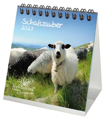 Produktbild von Schafszauber Tischkalender 10x10cm für 2027 Schafe und Lämmchen - Seelenzauber