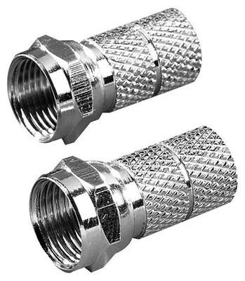 Produktbild von ViVanco™F Plug, 2 Pcs, 1x F, 1x Coax, Chrom, 2 Stück(e), 115 mm, 100 mm, 32 mm