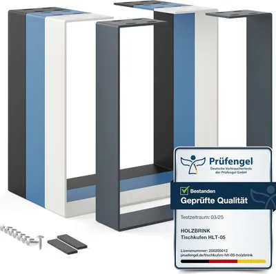 Produktbild von HOLZBRINK Tischbeine Metall Grau 1 Stück | Tischkufen/Tischgestell für Couchtisch, Esstisch, Schreibtisch, Sitzbank | Möbelfüße size: 50x20cm