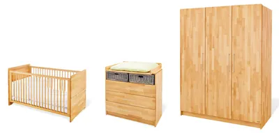 Produktbild von Pinolino Kinderzimmer-Set 'Natura' breit groß, 3-tlg. Massiv: Buche, geölt mit Hartöl auf Leinsamenöl-Basis