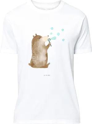 Produktbild von Mr. & Mrs. Panda Tshirt Bär Seifenblasen - Weiß - Geschenk, Shirt, T-Shirt, Lustig Sein Glücklich Traurig Happy, Motiv, S, Teddy, Lustiges
