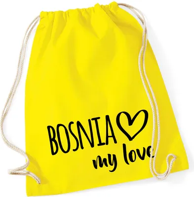 Produktbild von Huuraa Turnbeutel Bosnia my love 12 Liter Yellow Baumwolle Rucksack Geschenkidee