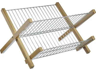 Abtropfständer klappbar Bambus Edelstahl 385x325x230 mm