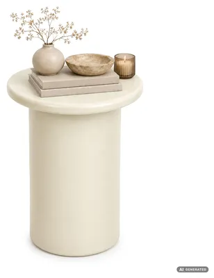 Produktbild von Runder Couchtisch MONO 30 cm Creme mit zylindrischem Sockel