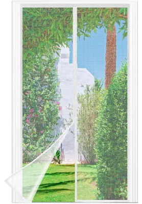 Imagen del producto de Mosquitera para puerta de balcón, con cierre magnético y cinta adhesiva, para protección contra insectos, de 90 x 220 cm, color blanco