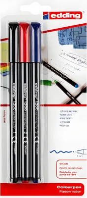 Immagine prodotto di penne con punta in fibra edding 1200 assortite (confezione blister da 3)