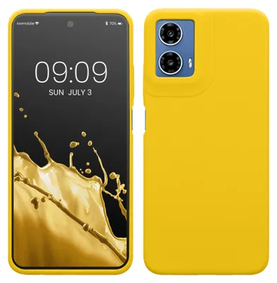 Produktbild von kwmobile Handyhülle für Motorola Moto G34 5G Hülle - Case Silikon - Kabelloses Laden - Schutzhülle Cover in Strahlend Gelb