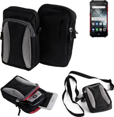 Produktbild von K-S-Trade Holster Schutz Hülle kompatibel mit Ulefone Armor X3 Handy Hülle Gürteltasche Umhängetasche mit Zusatzfach schwarz