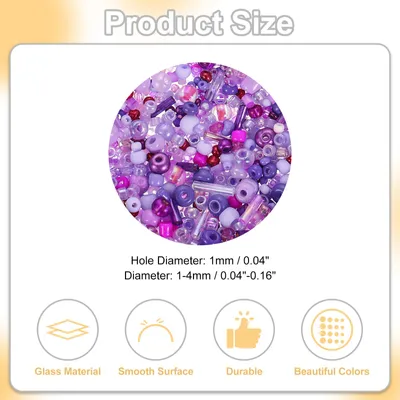 Produktbild von 1000 Stš¹ck Glasperlen zum Auff?deln, 1-4mm Armband Perlen Gemischte Perlenset, Mini Glasperlen Zwischenperlen fš¹r Armb?nder Selber Machen DIY Ohrringe Halsketten, Lila