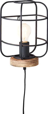 Zdjęcie produktu dla Lampa ścienna, wymiary: 29 x 19 x 14 cm, gwint: E27, maksymalna moc: 52 W, styl: antyczny, materiał: drewno/czarny korund