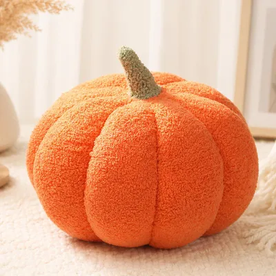 Kürbiskissen aus Plüsch, 30 cm, orange, Herbstdekoration