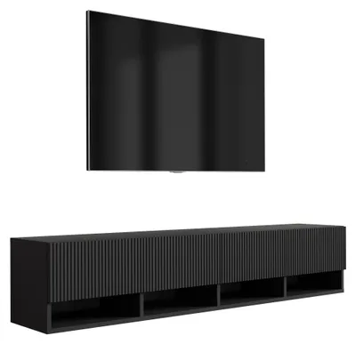 Immagine prodotto di Mobile TV con frontali scanalati, nero opaco, 170 × 32 × 33,6 cm