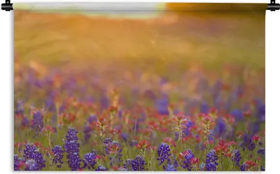 Produktbild von MuchoWow® Wandteppich Wandbehang Blumen - Gold - Sonne 90x60 cm Tapisserie Dekoration Wandtuch - Wandskulpturen - Bildteppich
