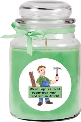 Produktbild von Duftkerze im Bonbonglas zum Vatertag, Duft: Kokos ( Grün ), 500g - Brenndauer bis zu 110 Stunden