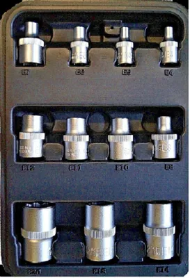 Produktbild von 11 tlg. Steckschlüssel Satz E Profil  1/2" &  3/8" Torx Nuss