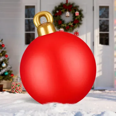 Aufblasbare Weihnachtskugel 60 cm rot PVC für Außen