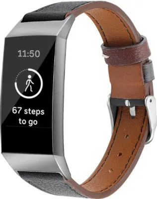 Produktbild von Strap-it Fitbit Charge 4 Leder Damenarmband (Schwarz)