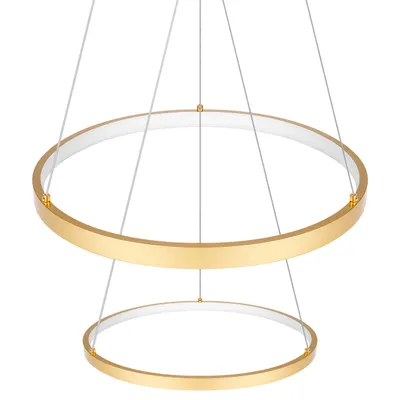 Produktbild von MasterLED LED Pendelleuchte 2-Ring 64W Gold, Design Hängelampe, Dimmbar per Fernbedienung, CCT