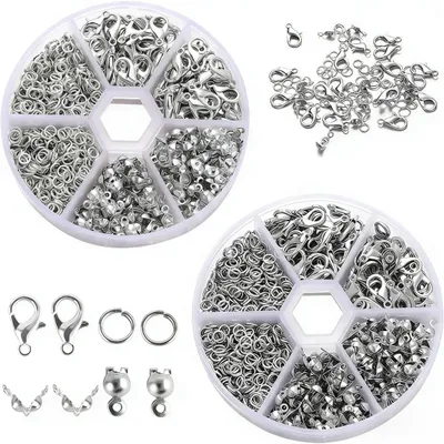 Produktbild von Armbandverschlüsse 1140 Stück, Edelstahl, silber und gold, für Schmuckherstellung