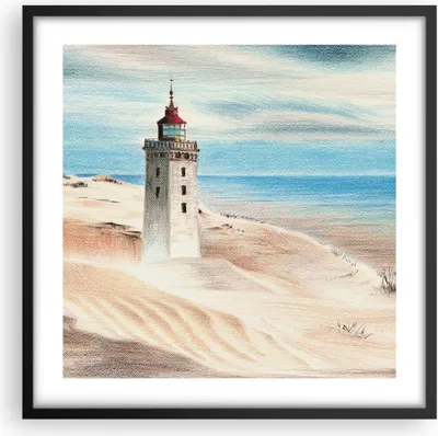 Produktbild von Gerahmtes Poster - Schwarzer Rahmen - Laterne Meer Bild - 50x50 cm - Wand Bild - Wanddeko - Wandbilder - Kunstposter - Wandposter - Bilderrahmen - Bilder - Kunstdruck - P2BAC50x50-4764