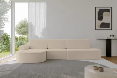Produktbild von ALTDECOR Ecksofa mit Schlaffunktion und Bettkasten - MARI-L2-S - 368X167X85 - Dunkelbeige Corner Sofa Eckcouch Couch L-Form, links/rechts angeordnet, Schlafcouch Ausziehbar Wohnlandschaft