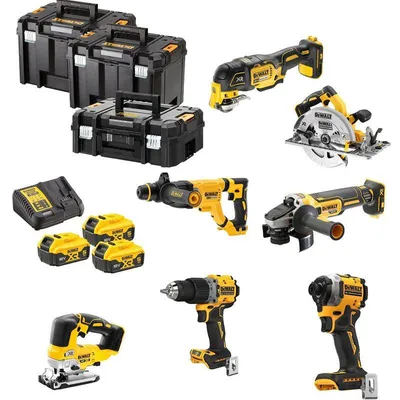 Image de Kit 7 outils XR 18V - DEWALT - avec 3 batteries 18V 5,0 Ah - chargeur - 3 T-Stack - DCK706P3T-QW