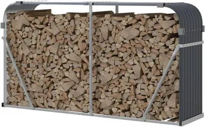 Productafbeelding van Opslagstandaard Brandhout - Houtopslag Rek - Open Haard - Weerbestendig Verzinkt Staal - 180 x 100 cm - Antraciet