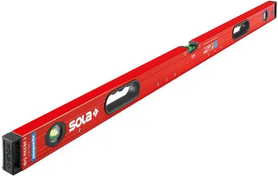 Zdjęcie produktu dla SOLA Big RedM 150 - Poziomica magnetyczna 150 cm - mocny chwyt dzięki magnesom neodymowym - poziomica z magnesem 150 cm - opatentowana poziomica SOLA-Focus - z amortyzującymi nakładkami końcowymi