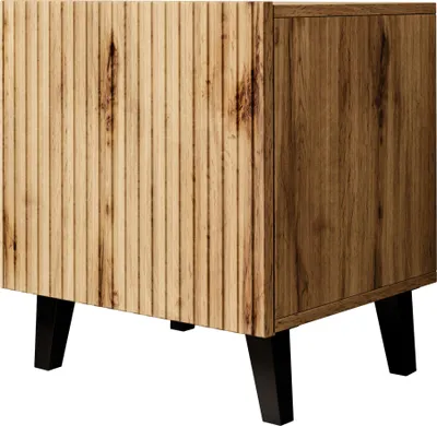 Produktbild von MIRJAN24 2x Stück Nachtschrank Vamos, Stilvoll Schlafzimmer Kollektion, Nachttisch, Modern Schrank (Farbe: Wotan / Schwarz Füße)