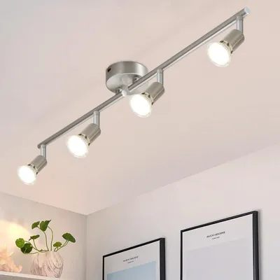 Obrázek produktu pro ZMH LED stropní bodové svítidlo 4 plameny obývací pokoj - stropní světlo moderní stropní svítidlo GU10 stropní bodové svítidlo otočné 350°otočné bodové svítidlo nerezové stropní svítidlo interiér ložnice bez žárovek