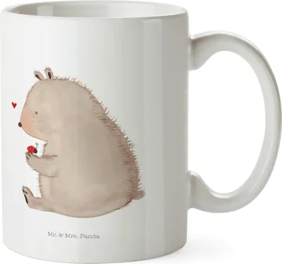 Produktbild von Mr. & Mrs. Panda Kinderbecher Bär Marienkäfer - Weiß - Geschenk, Motivation, Pott, Teddy, Liebe, Das Leben Ist schön, Haferl, Kindertasse, Freiheit, Trinklernbecher