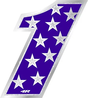 Immagine prodotto di Adesivo numero di gara moto "1" Stelle 100 x 130 mm