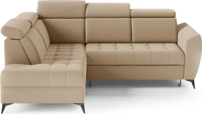 Produktbild von Modernes Ecke, Ecksofa mit Schlaffunktion und Bettkasten Sofagarnitur Sofa Eckcouch L-Form, Couch für Wohnzimmer, Schlafsofa, Eck-Sofa,  Wohnlandschaft mit Bettfunktion - Ecksofa IDAHO II Beige (Castel 15) - Links