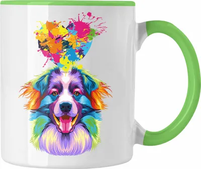 Produktbild von Trendation - Border Collies Herz Farbe Besitzer Tasse Geschenk Lustiger Spruch Geschenkidee Border Collies Liebhaber (Grün)