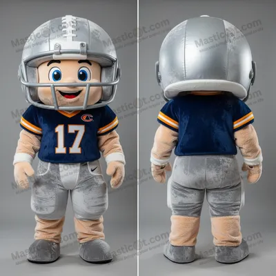 Produktbild von American-Football-Helm-Maskottchen MASTICOT in Silber-Metallic