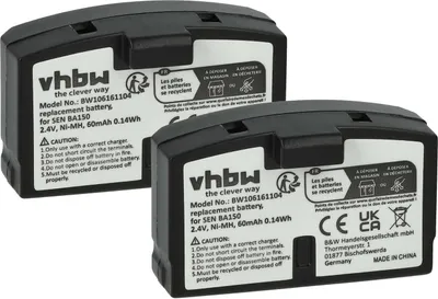 Produktbild von vhbw 2x Akku kompatibel mit Sennheiser A200, Audioport A200, HDI 380, HDI 302, HDR4, HDR40, HDR30 Wireless Headset Kopfhörer (60 mAh, 2,4 V, NiMH)