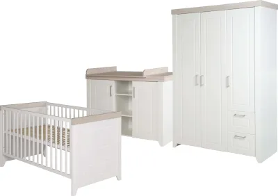 Produktbild von roba SET 'Felicia', Luna Elm/weiß, inkl. Kombi-Bett 70x140 cm, Wickelkommode & 3-türigem Schrank